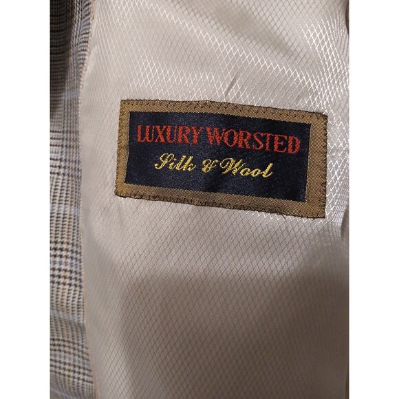 Bernini Beverly Hills Sport Coat Mens 40 Gray SILK WOOL Fine Plaid Jacket Italy - Picture 12 of 14